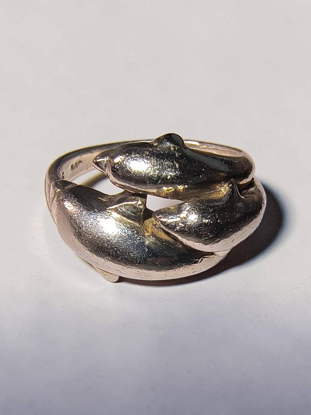 Triple Dolphin Wrap Ring in Silk Textured Sterling Silver